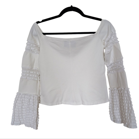 Alexis Blouse Gryffin Off the Shoulder Bell Sleeve Ruffle in Off White sz L - Picture 3 of 9